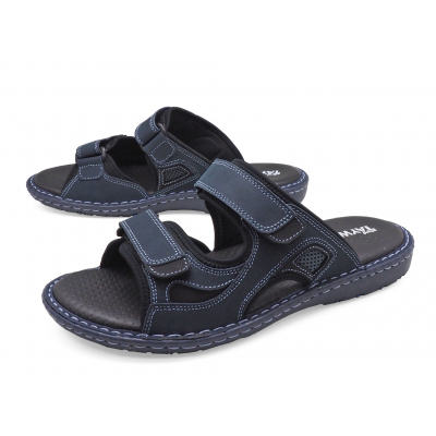 รองเท้าแตะ SKA-25 หนังนูบักกรมท่า-นูบักออยล์ดำ-ตาข่ายเทา